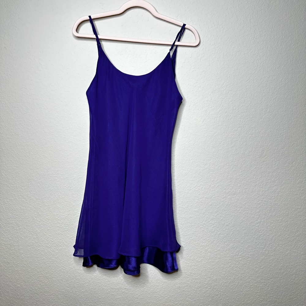 Y2K Style Slip Dress Royal Purple Layered Satin Chiffon Regencycore Whimsigoth M